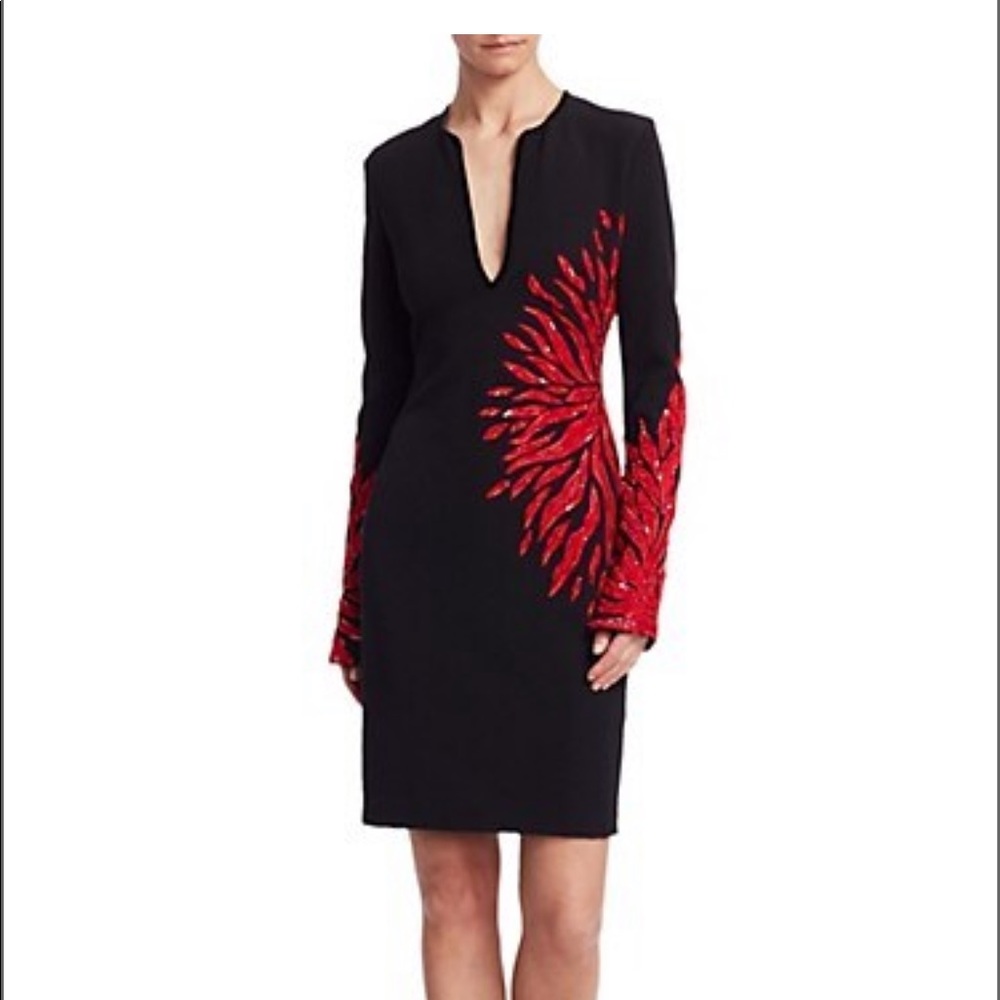 Naeem Khan Plunging Beaded Cocktail Dress Size 10